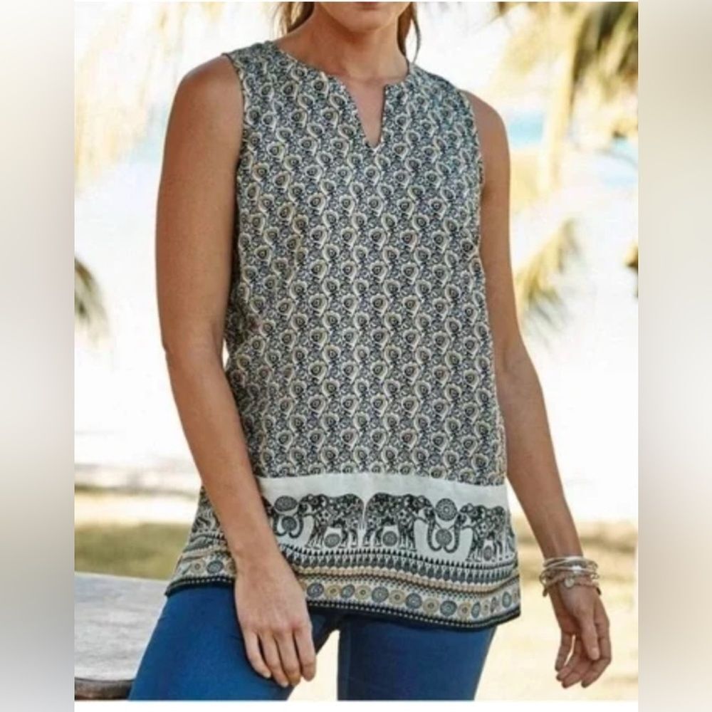 NWT J Jill Love Linen Elephant Paisley Top